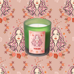 Virgo Zodiac Illustration Frosted Green Scented Candle