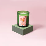 Aries Zodiac Illustration Frosted Green Scented Candle
