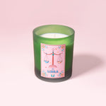 Libra Zodiac Illustration Frosted Green Scented Candle
