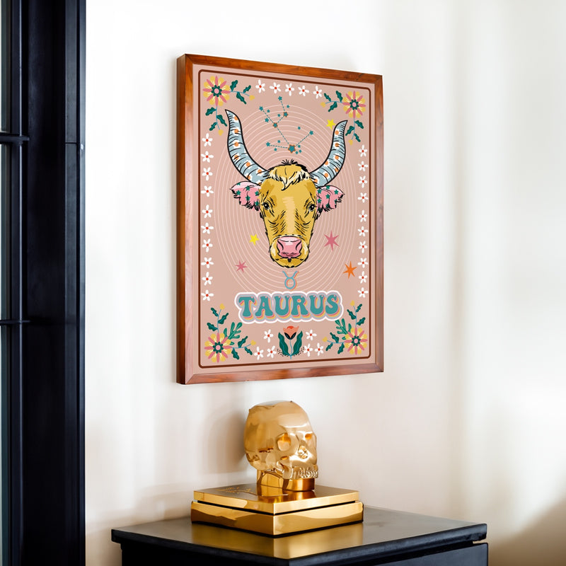 Taurus Zodiac Illustration Wall Print