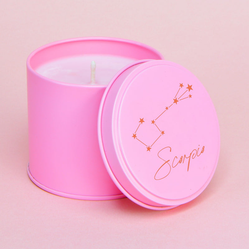 Plum Blossom Personalised Pink & Red Zodiac Constellation Tin Candle