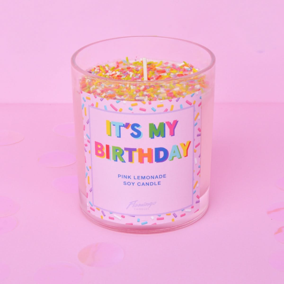 Candela Profumata Happy Birthday Pink Fizz 200g - Vegan 40h Di Combustione - Prodotta In Inghilterra - Regalo Compleanno Con Nastro