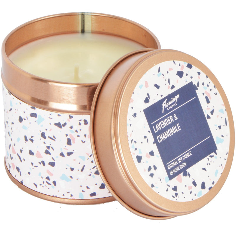 Lavender & Chamomile Terrazzo Rose Gold Tin Candle