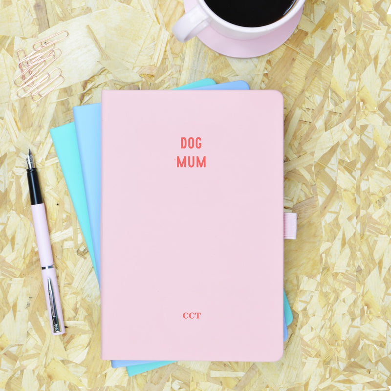 Dog Mum Pink & Red Personalised Notebook