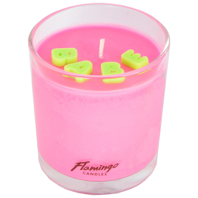 Rainbow Candy Neon Pink Babe Embellished Candle