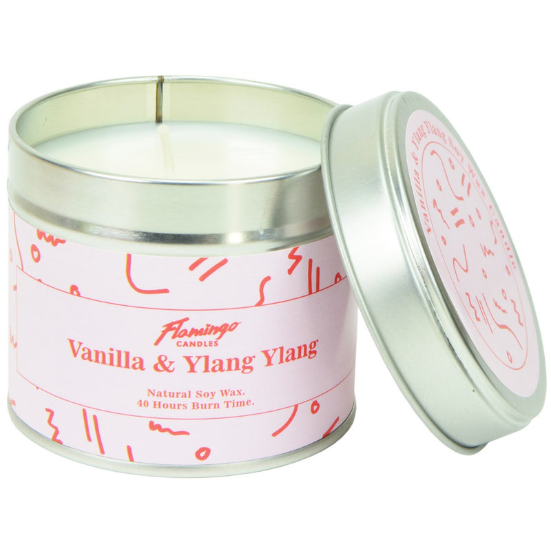 Vanilla & Ylang Ylang Pink Squiggle Tin Candle