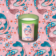 Pisces Zodiac Illustration Frosted Green Scented Candle