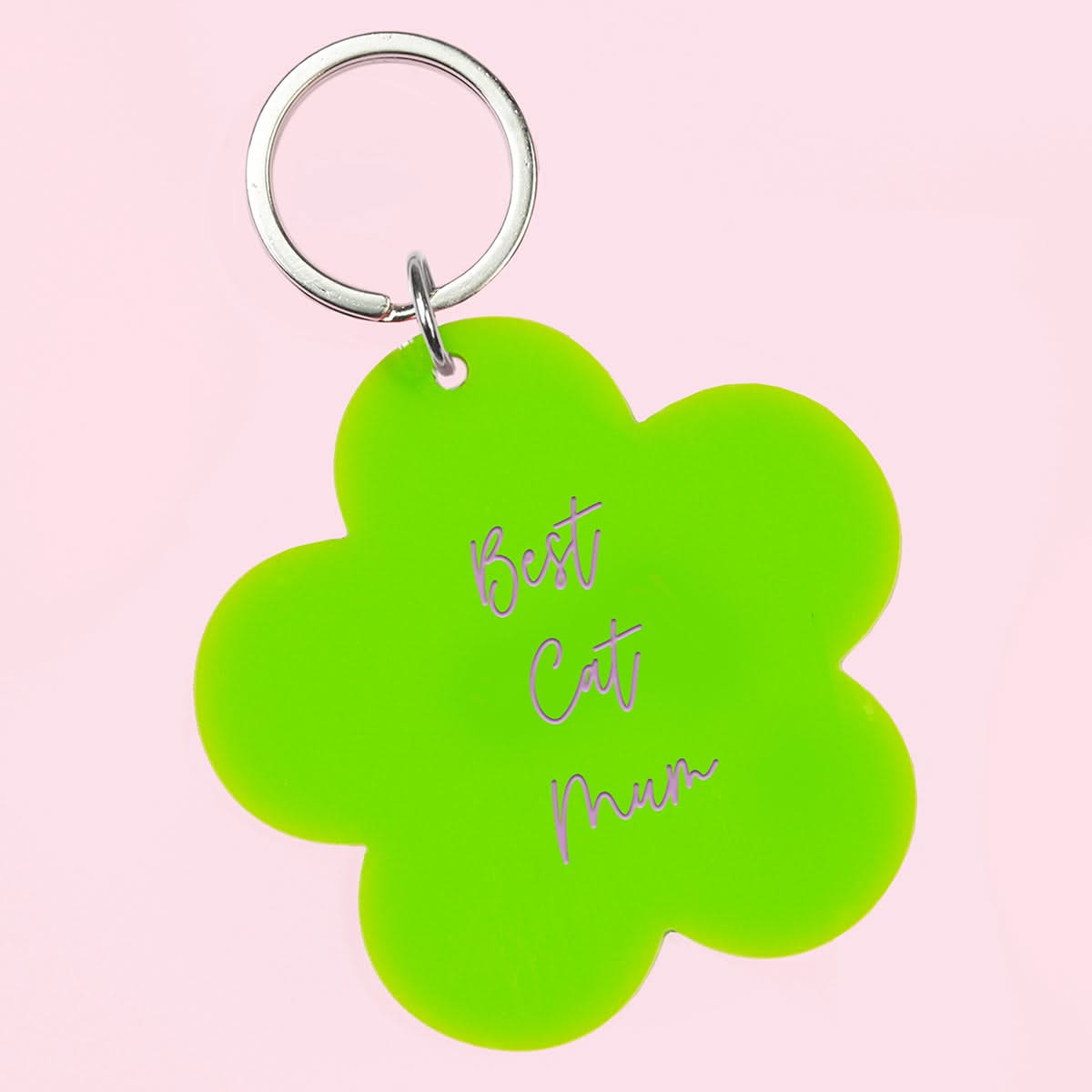 Best Cat Mum Flower Keytag
