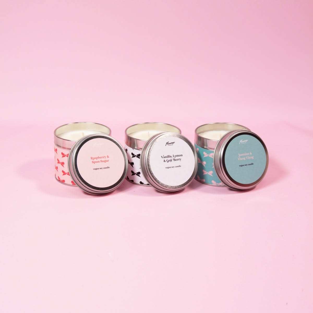 Vanilla, Lemon & Goji Berry Black & White Bow Tin Candle