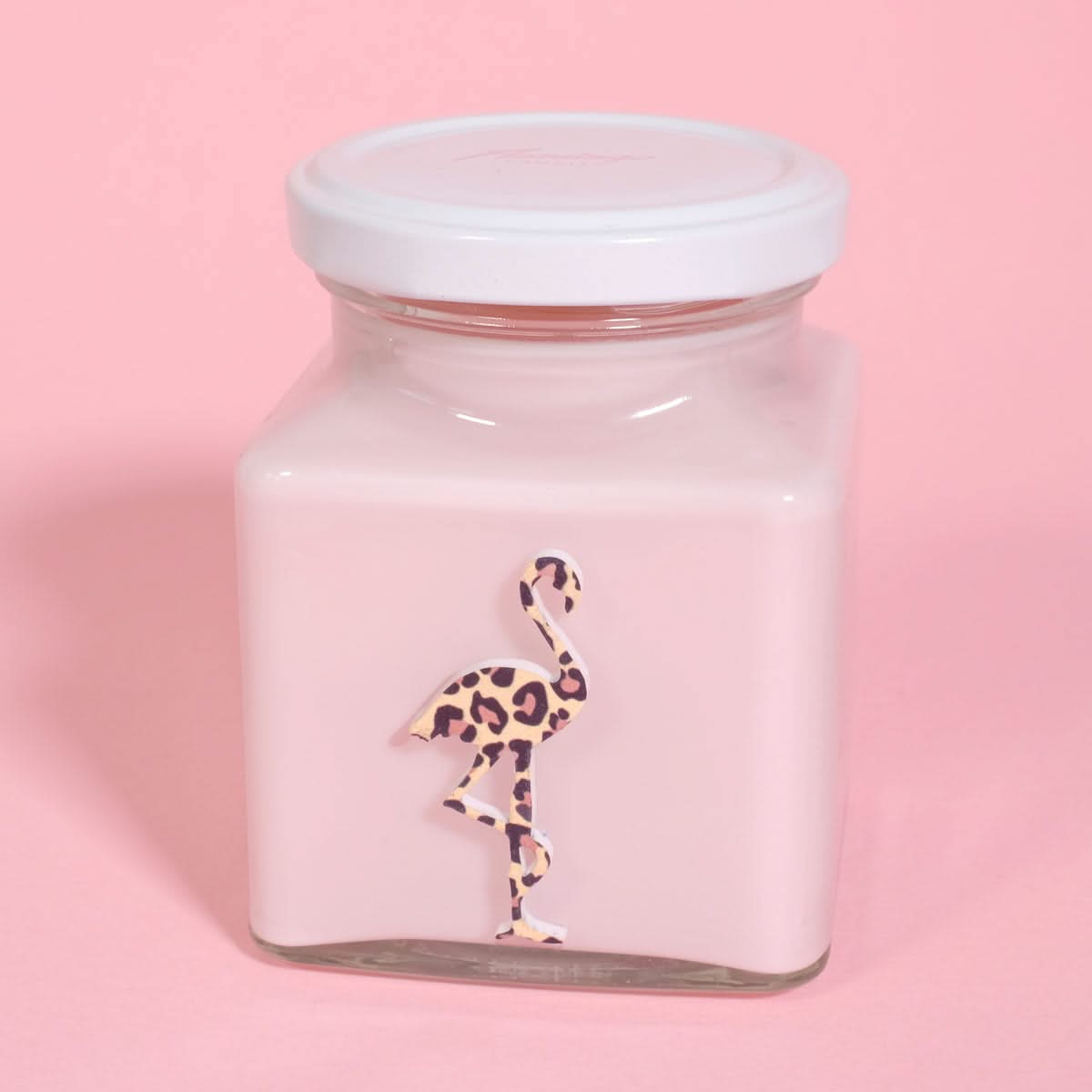 Limited Edition Honey & Tobacco Leopard Print Birthday Flamingo Candle