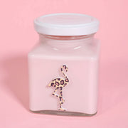 Limited Edition Honey & Tobacco Leopard Print Birthday Flamingo Candle