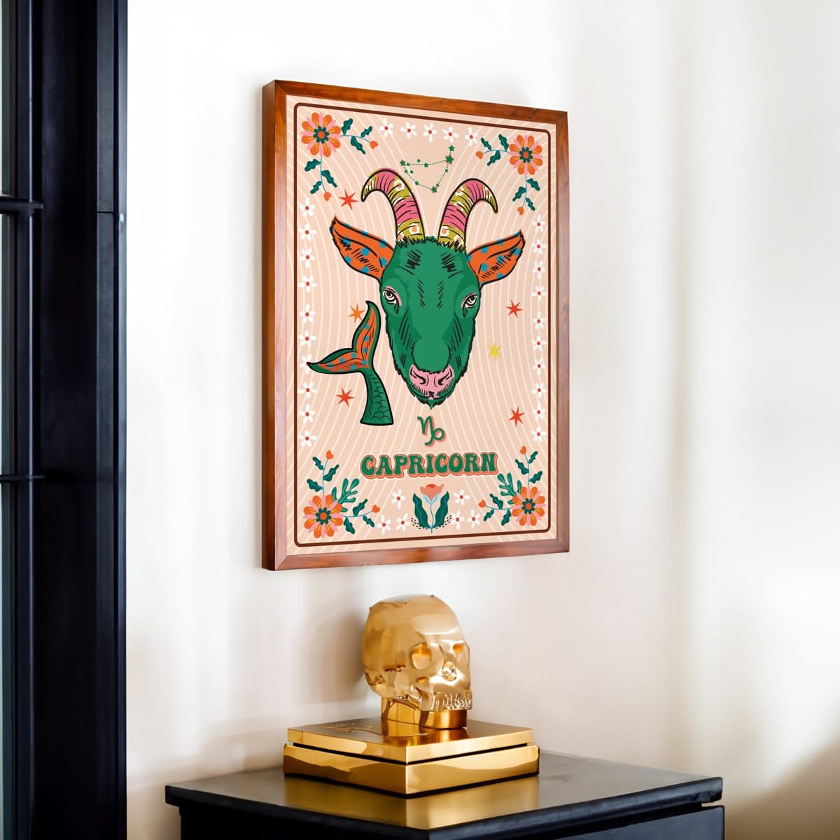 Capricorn Zodiac Illustration Wall Print