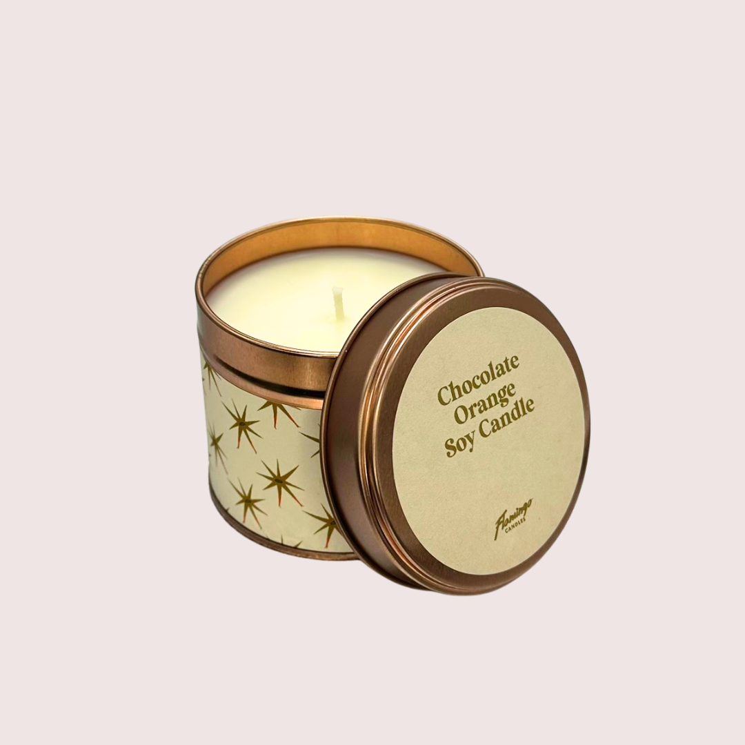 Chocolate Orange Star Christmas Tin Candle