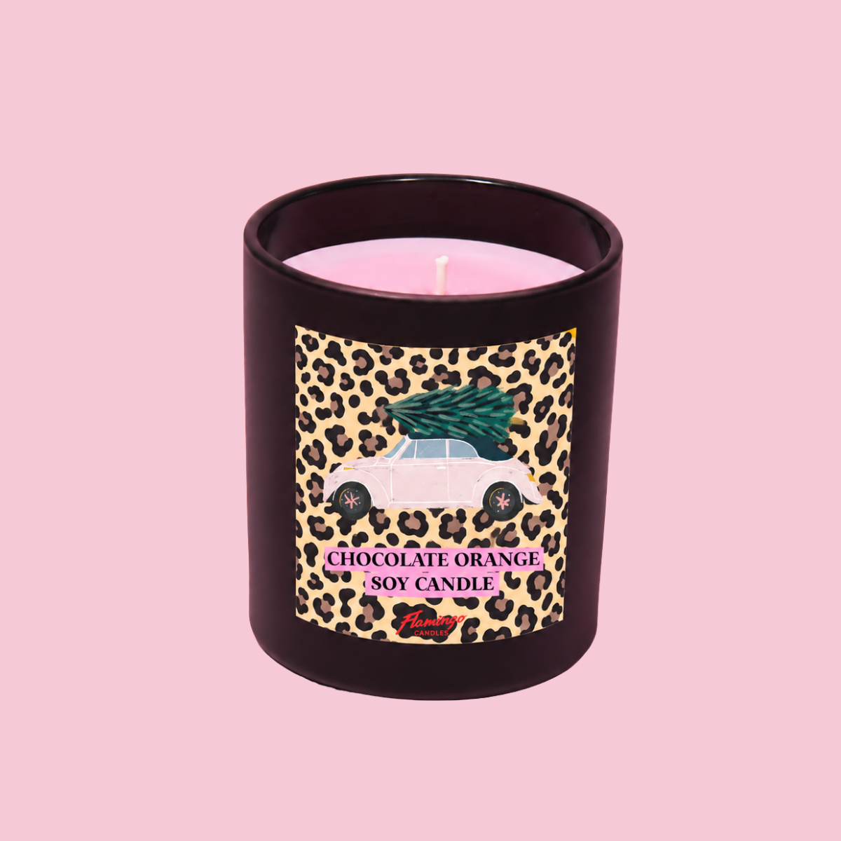 Chocolate Orange Leopard Print Christmas Candle