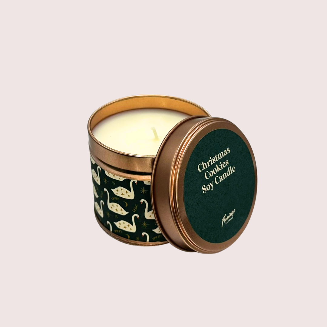 Christmas Cookies Swan Christmas Tin Candle