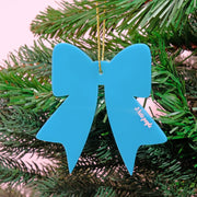 I Hate People Teal Christmas Bow Bauble Tree Decoration