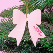 Giving a Fuck Doesn't Go With My Outfit Pink Christmas Bow Bauble Tree Decoration