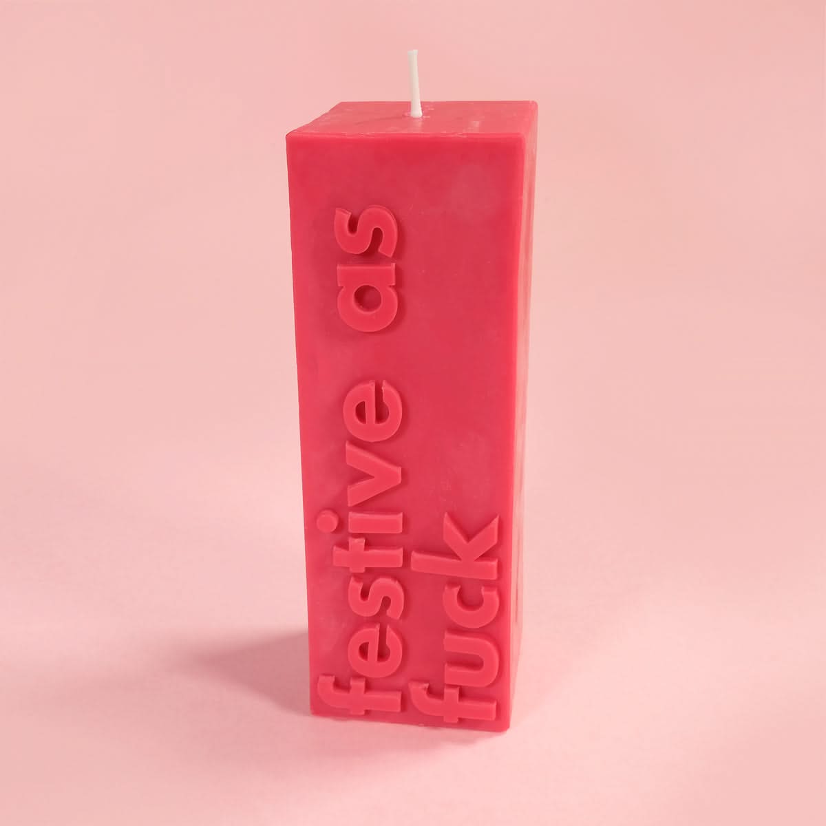 Festive as Fuck Christmas Slogan Block Pillar Candle