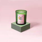 Gemini Zodiac Illustration Frosted Green Scented Candle