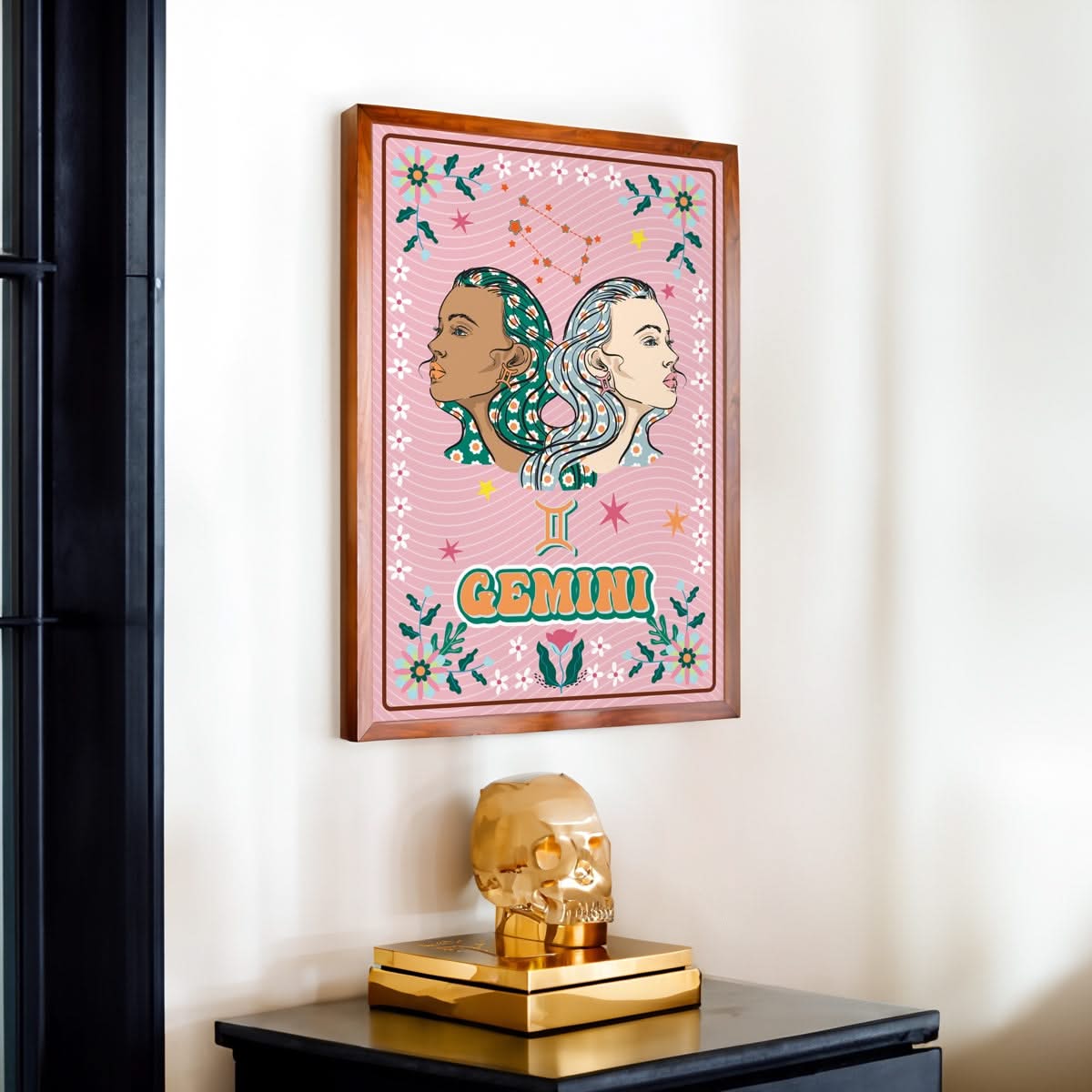 Gemini Zodiac Illustration Wall Print