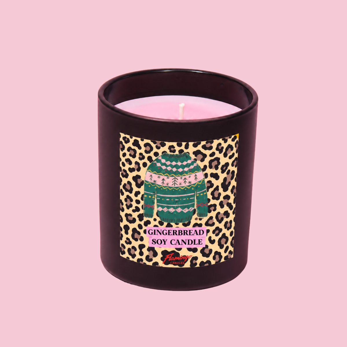Gingerbread Leopard Print Christmas Candle