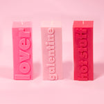 HOT STUFF Valentine Slogan Pillar Candle