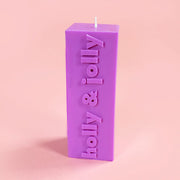 Holly & Jolly Christmas Slogan Block Pillar Candle