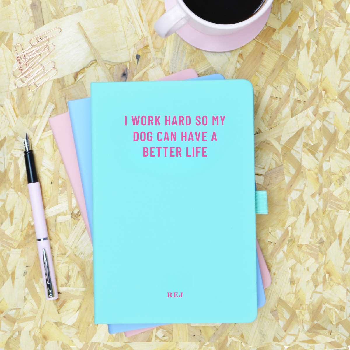 I Work Hard so My Dog Can Have a Better Life Green & Pink Personalised Notebook