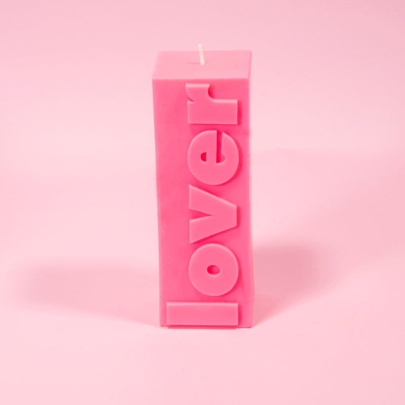 LOVER Valentine Slogan Pillar Candle