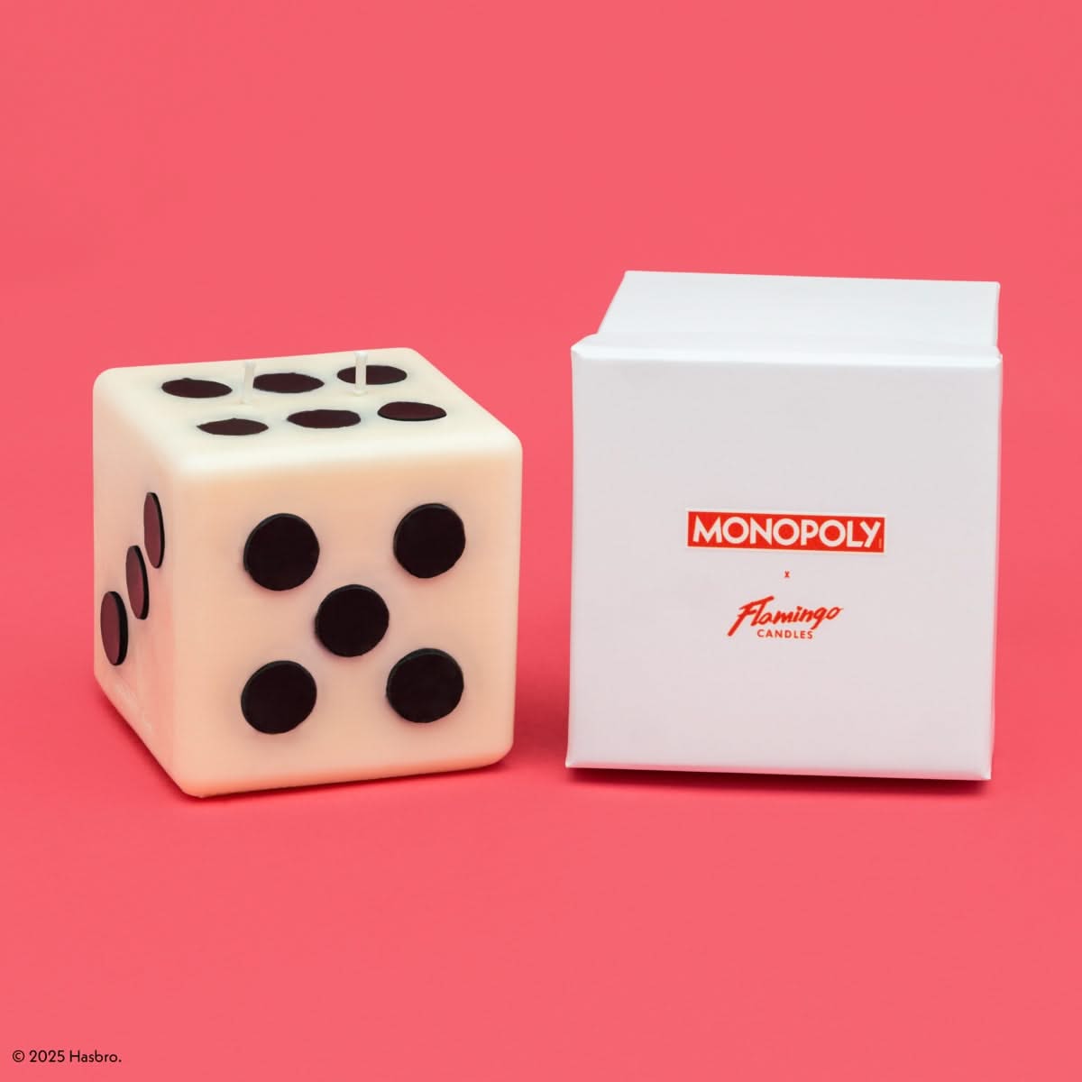 Monopoly x Flamingo Candles Roll the Dice Black & White Pillar Candle