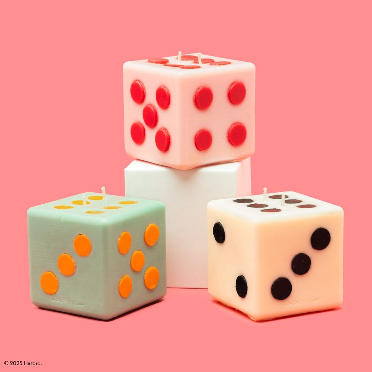 Monopoly x Flamingo Candles Roll the Dice Mint Green & Orange Pillar Candle
