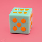 Monopoly x Flamingo Candles Roll the Dice Mint Green & Orange Pillar Candle