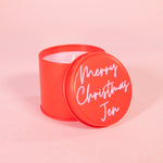 Personalised Merry Christmas Red Tin Candle