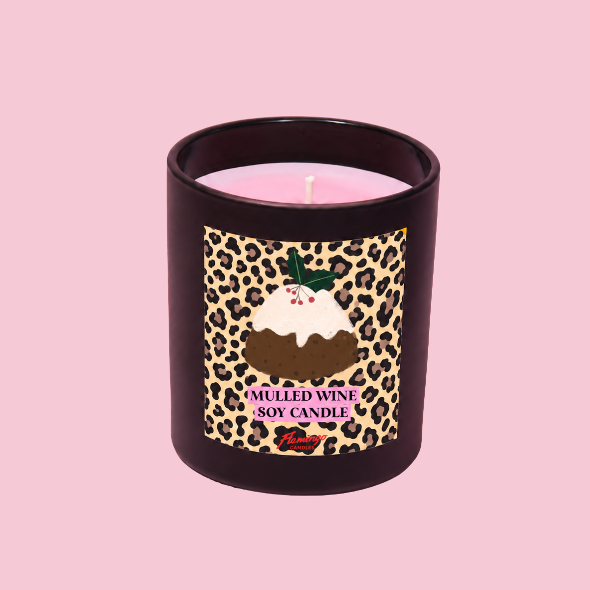 Mulled Wine Leopard Print Christmas Candle