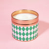 Pink Prosecco Harlequin Christmas Print Tin Candle