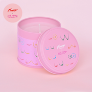 Pink Ribbon Pink Boobs Print Tin Candle