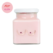 Pink Ribbon Pink Boobs Square Candle