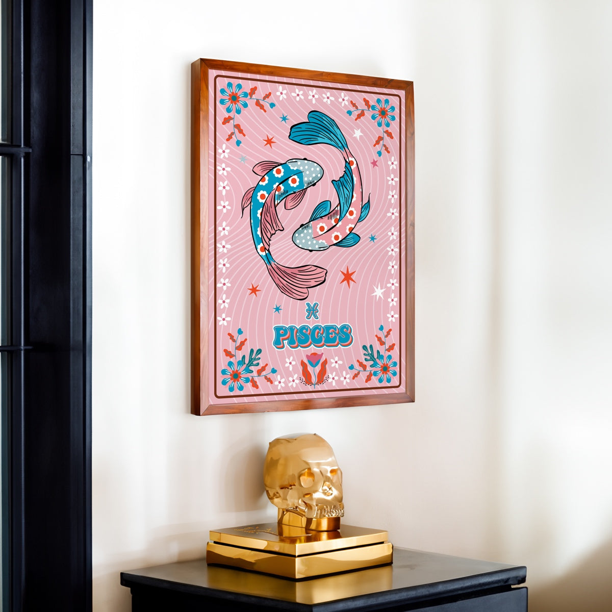 Pisces Zodiac Illustration Wall Print