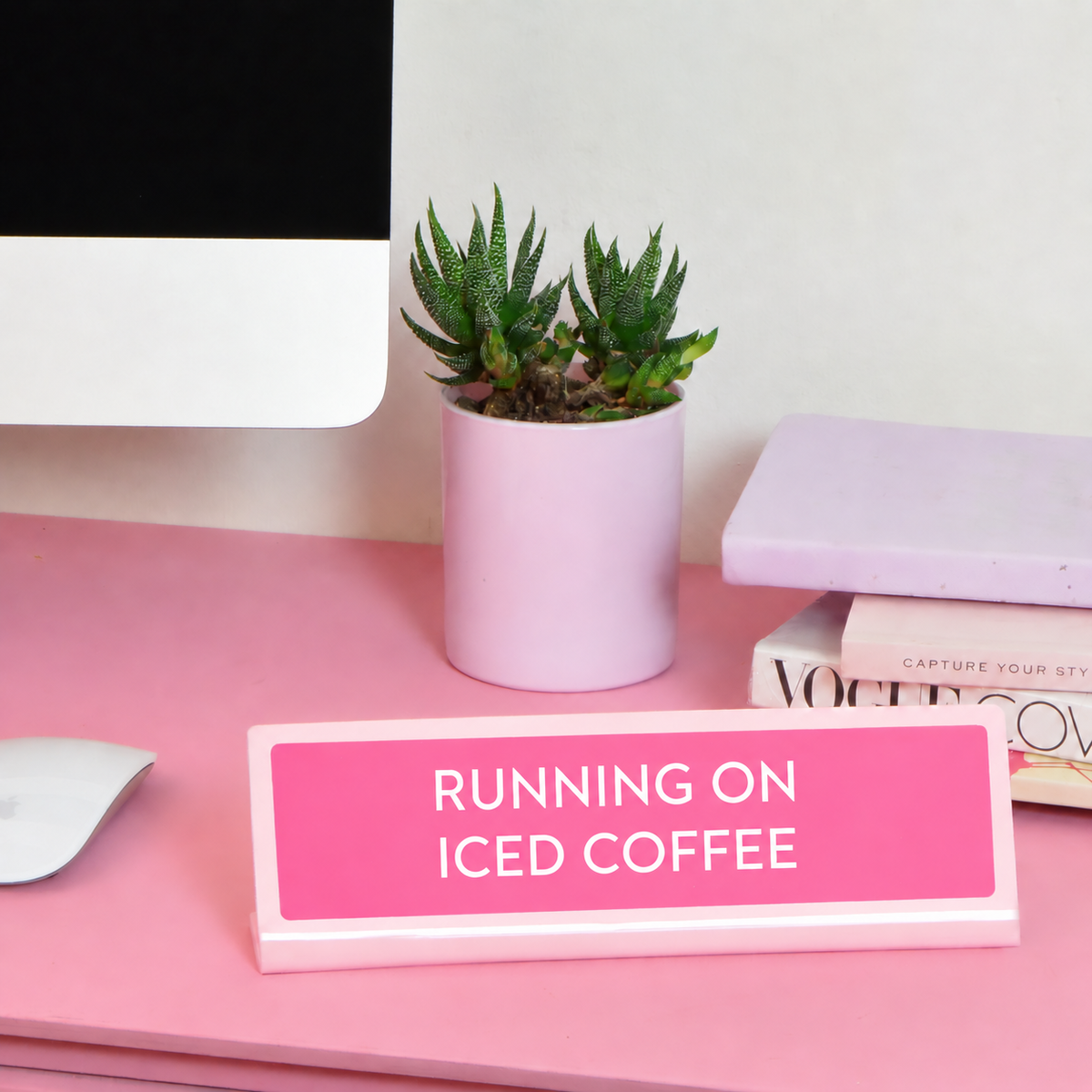 Running On Iced Coffee Desk Plate Sign