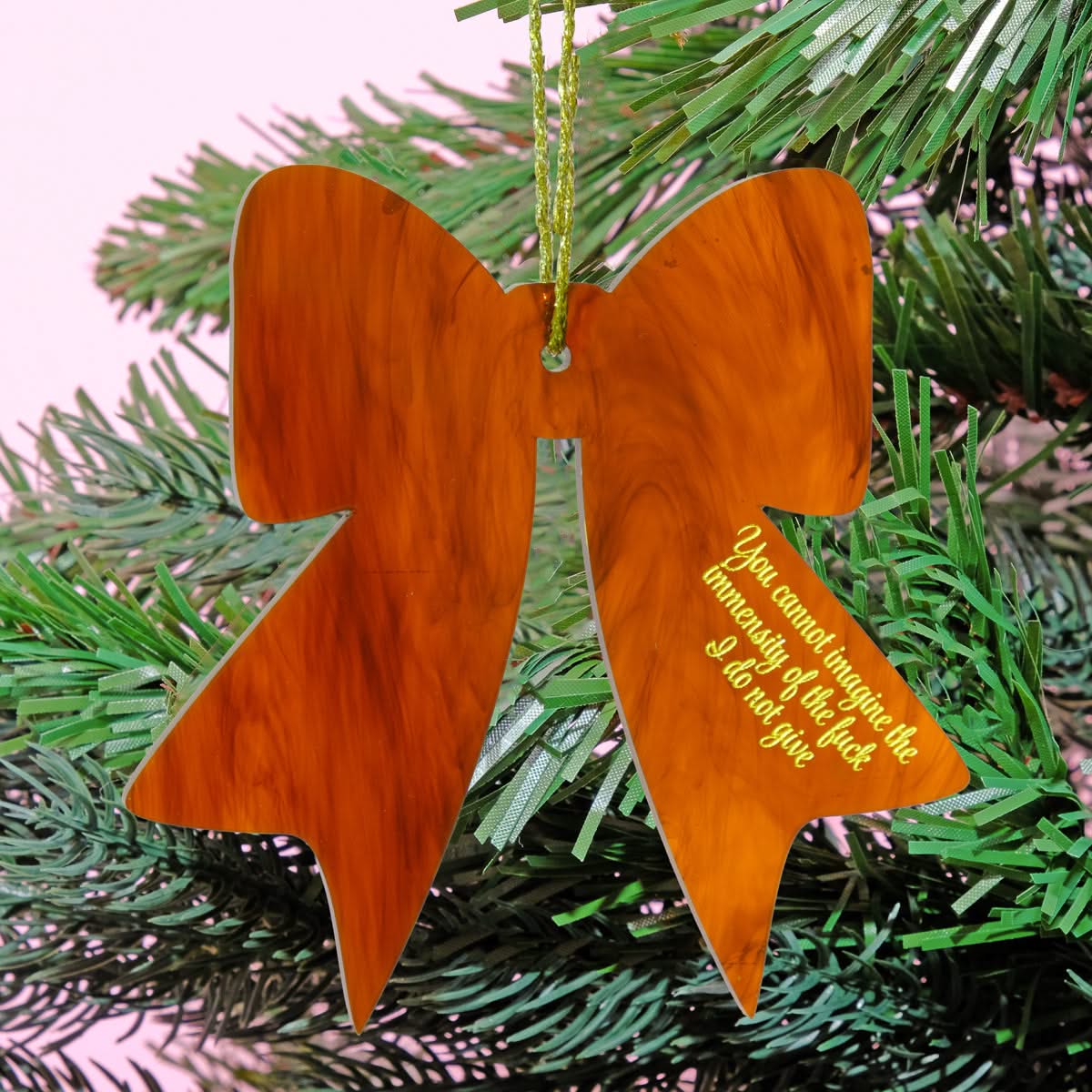 You Cannot Imagine the Immensity of the Fuck I Do Not Give Tortoiseshell Christmas Bow Bauble Tree Decoration