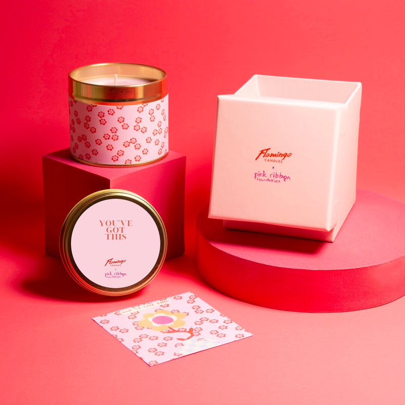 Pink Ribbon You've Got This Thoughtful Floral Tin Candle