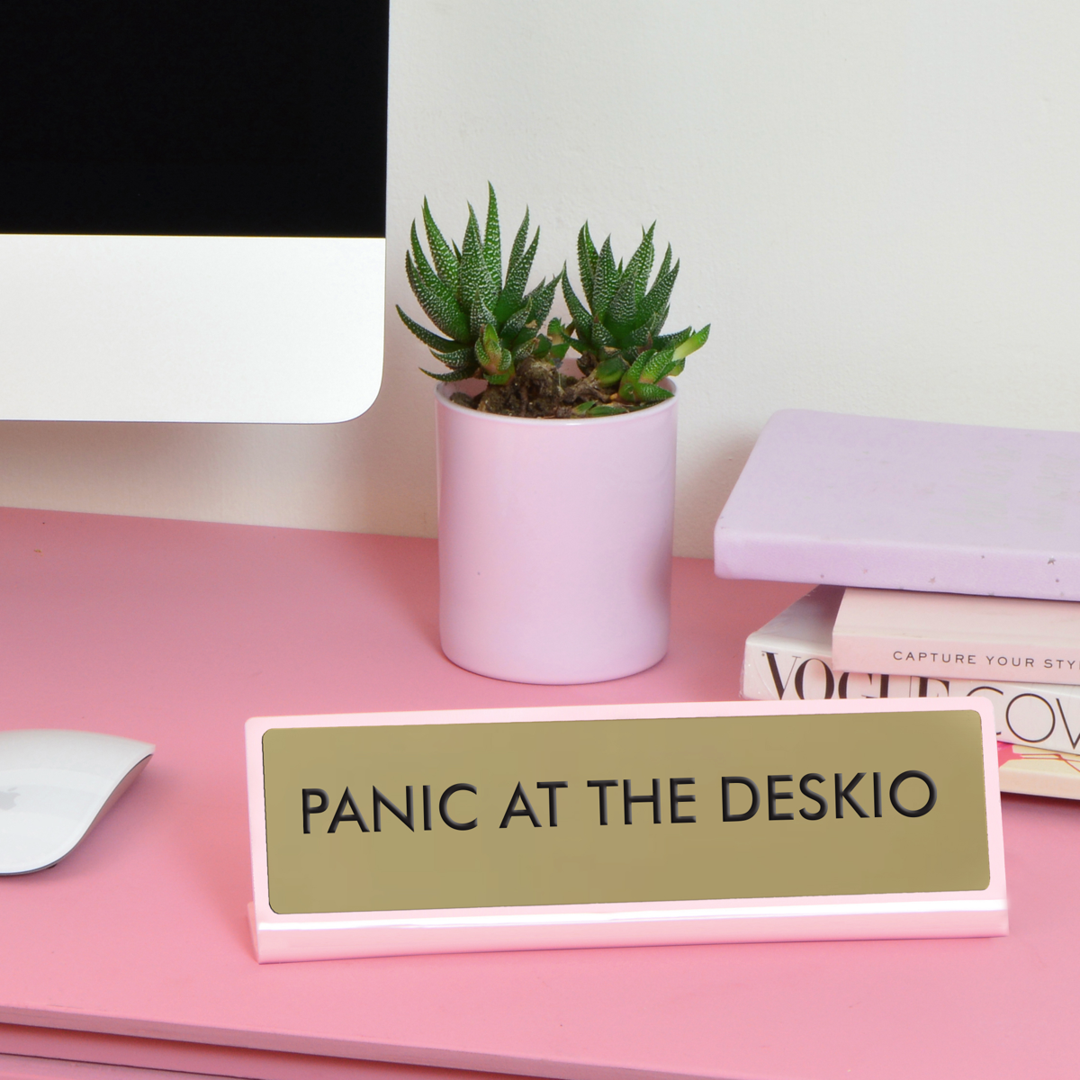 Panic At the Deskio Desk Plate Sign