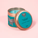 Mulled Wine & Berries Teal Christmas Bow Tin Candle