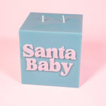 Santa Baby Teal & Pink Christmas Cube Candle