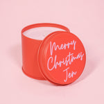 Personalised Merry Christmas Red Tin Candle