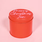 Personalised Merry Christmas Red Tin Candle