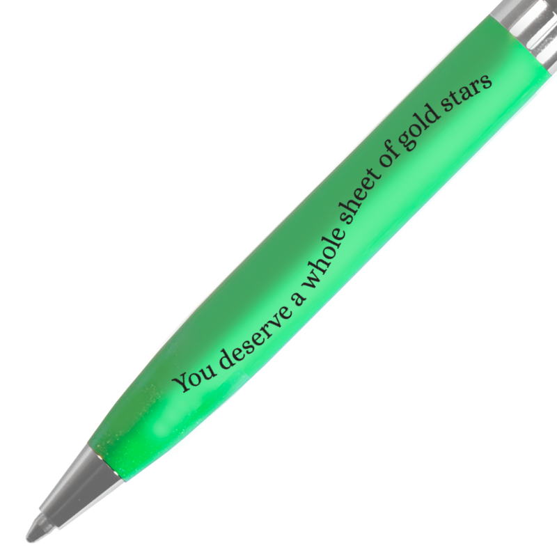 You Deserve a Whole Sheet of Gold Stars Green & Pink Pen