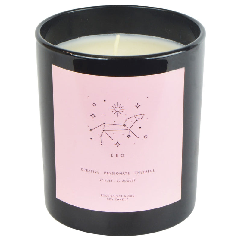 Rose Velvet & Oud Black & Pink Zodiac Description Candle