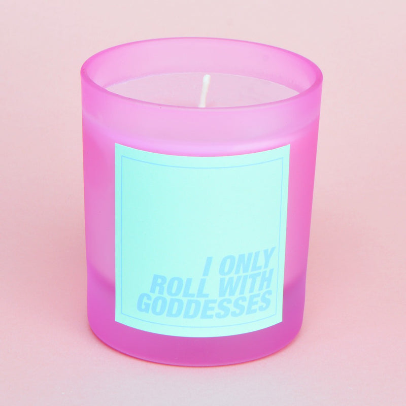 Honey & Tobacco I Only Roll With Goddesses Pastel Frosted Pink Candle