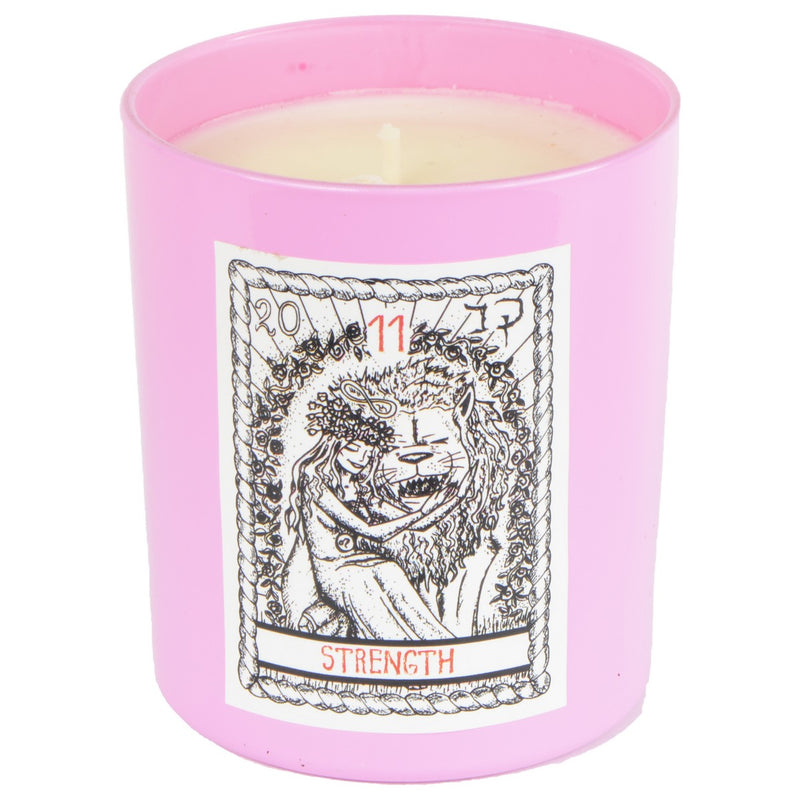 Vanilla Rose Strength Tarot Card Candle
